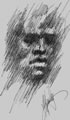 Michael Hensley Drawings, Human Head P & Ink 8